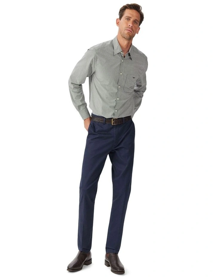 Quinn Classic Poplin Long Sleeve Shirt White Navy Green image 3