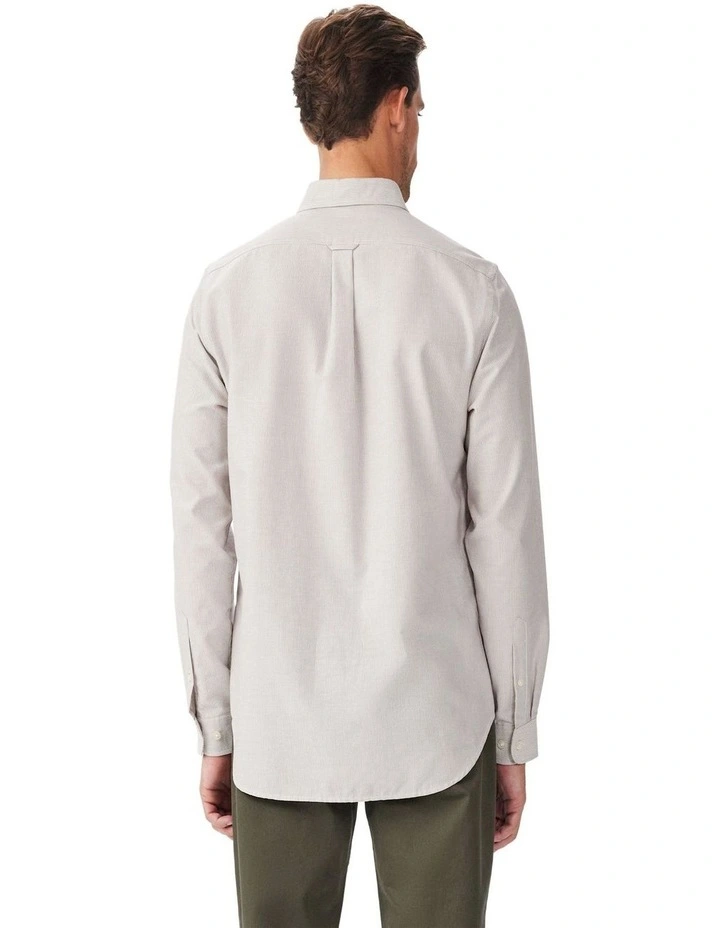 Rushworth Regular Oxford Long Sleeve Shirt White Tan image 2