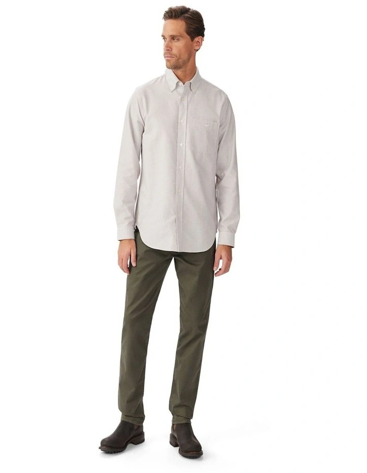 Rushworth Regular Oxford Long Sleeve Shirt White Tan image 3