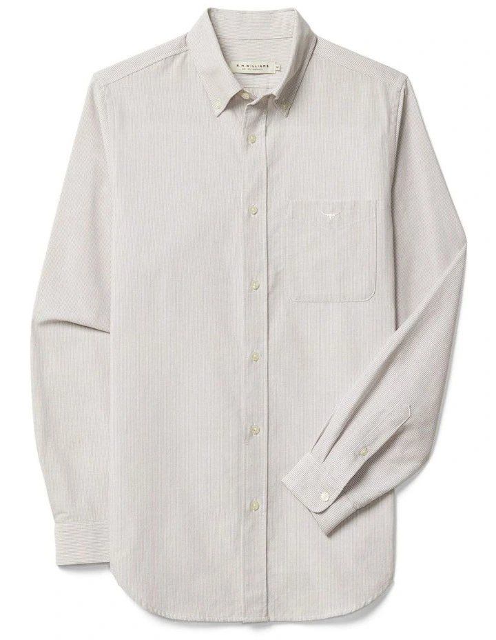 Rushworth Regular Oxford Long Sleeve Shirt White Tan image 4