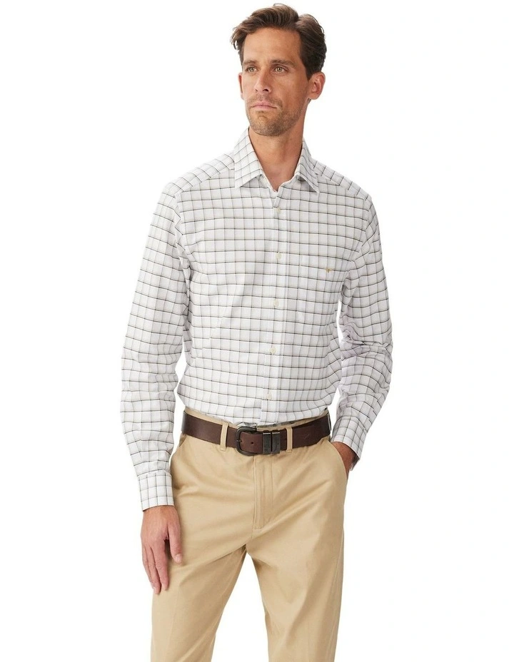 Undara Classic Oxford Long Sleeve Shirt White Blue Sand image 1