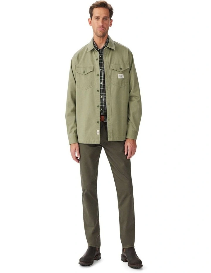 Longford Cotton Overshirt Dark Olive/Olive image 3