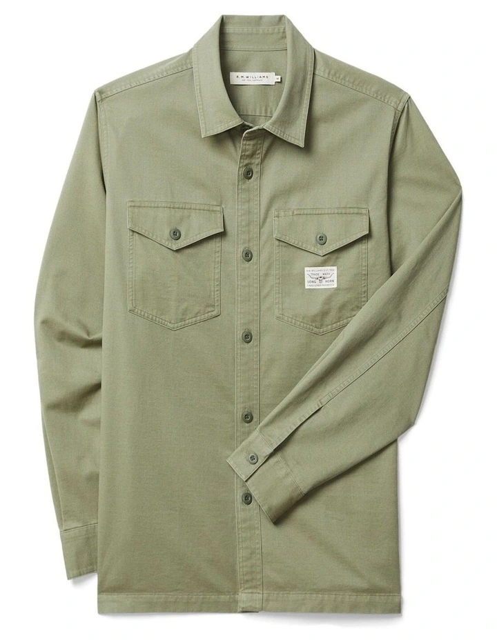 Longford Cotton Overshirt Dark Olive/Olive image 4