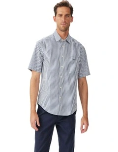 Augusta Poplin Short Sleeve Shirt White Blue