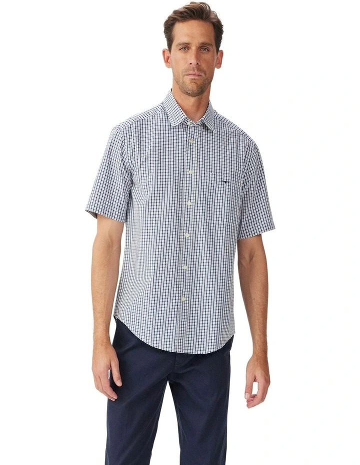 Augusta Poplin Short Sleeve Shirt White Blue image 1