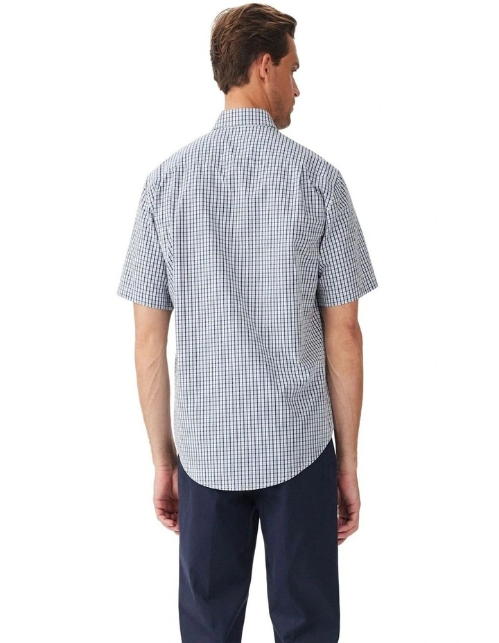 Augusta Poplin Short Sleeve Shirt White Blue image 2