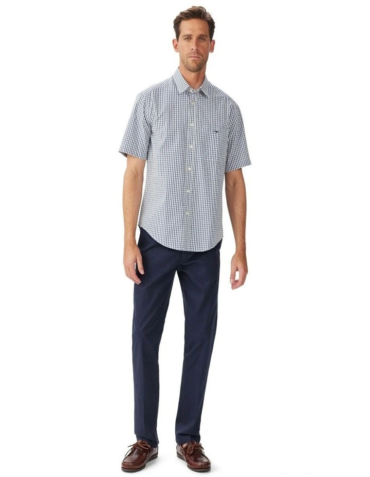 Augusta Poplin Short Sleeve Shirt White Blue image 3