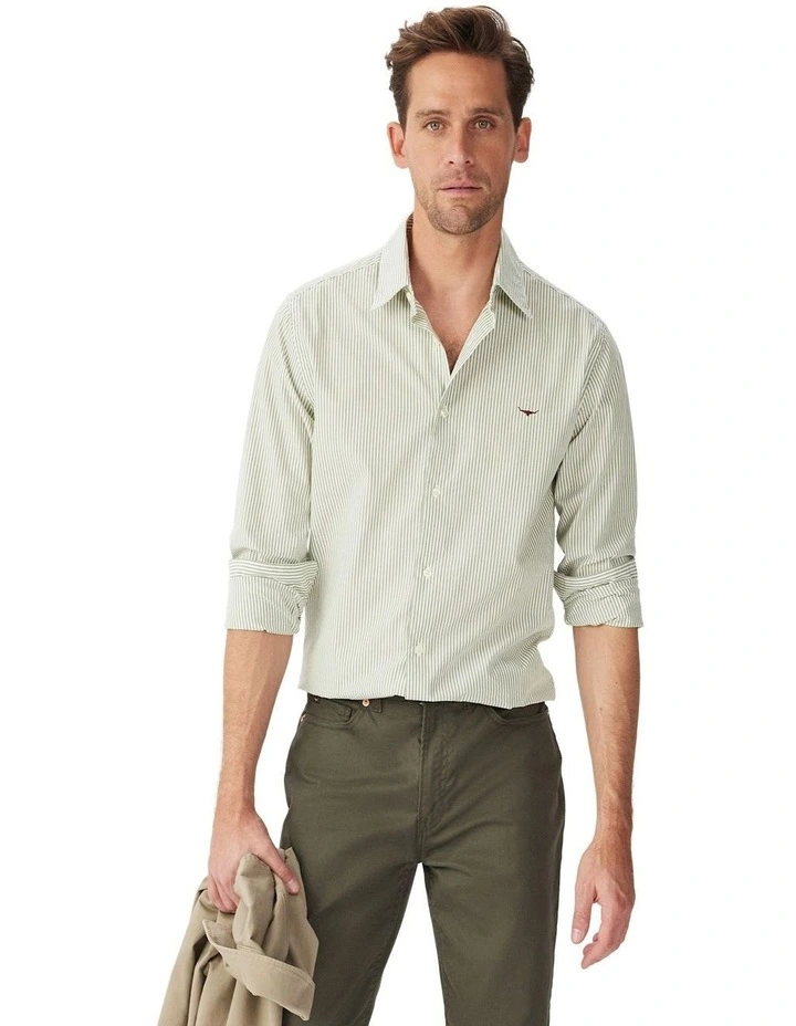 Sommers Regular Poplin Long Sleeve Shirt White Green image 1