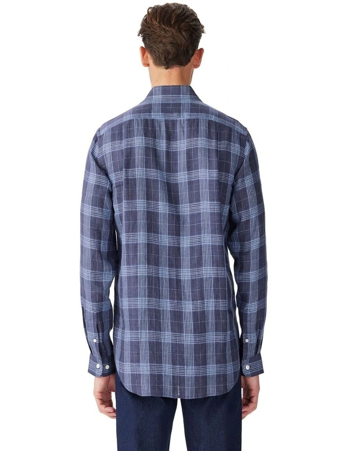 Robe Regular Linen Long Sleeve Shirt Navy Blue image 2