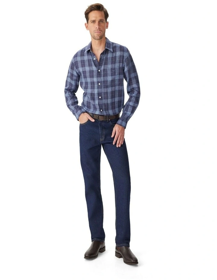 Robe Regular Linen Long Sleeve Shirt Navy Blue image 3