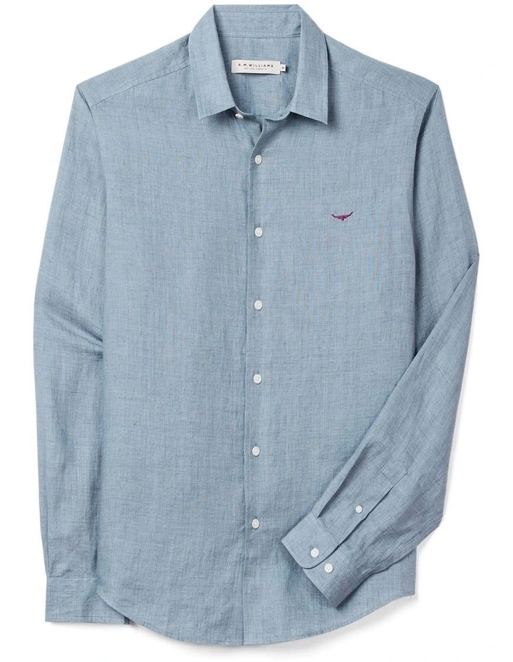 Newman Classic Linen Long Sleeve Shirt Steel Blue image 4