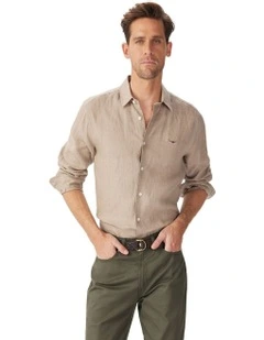 Newman Classic Linen Long Sleeve Shirt Taupe