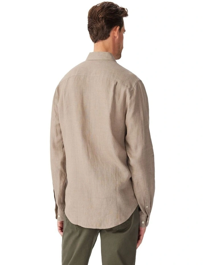 Newman Classic Linen Long Sleeve Shirt Taupe image 2