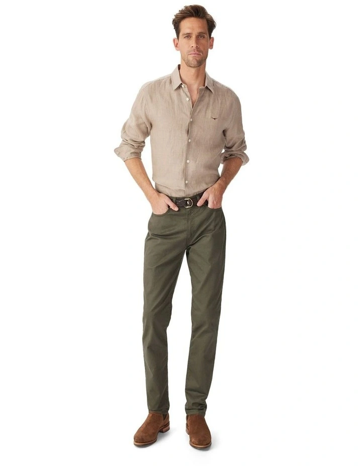 Newman Classic Linen Long Sleeve Shirt Taupe image 3