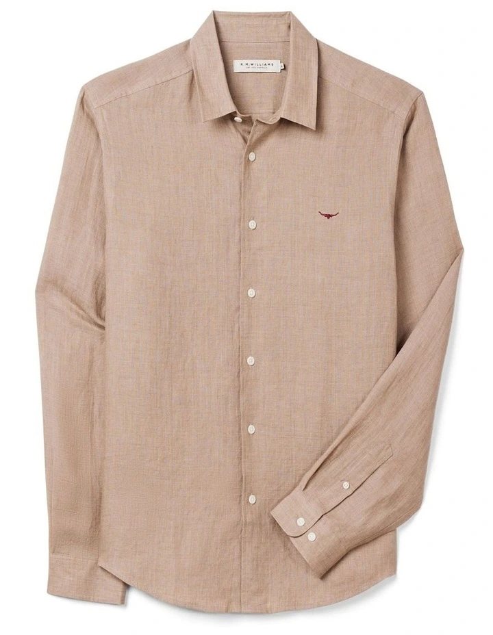 Newman Classic Linen Long Sleeve Shirt Taupe image 4