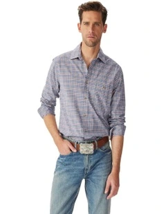 Toukley Regular Poplin Long Sleeve Shirt Blue White Red