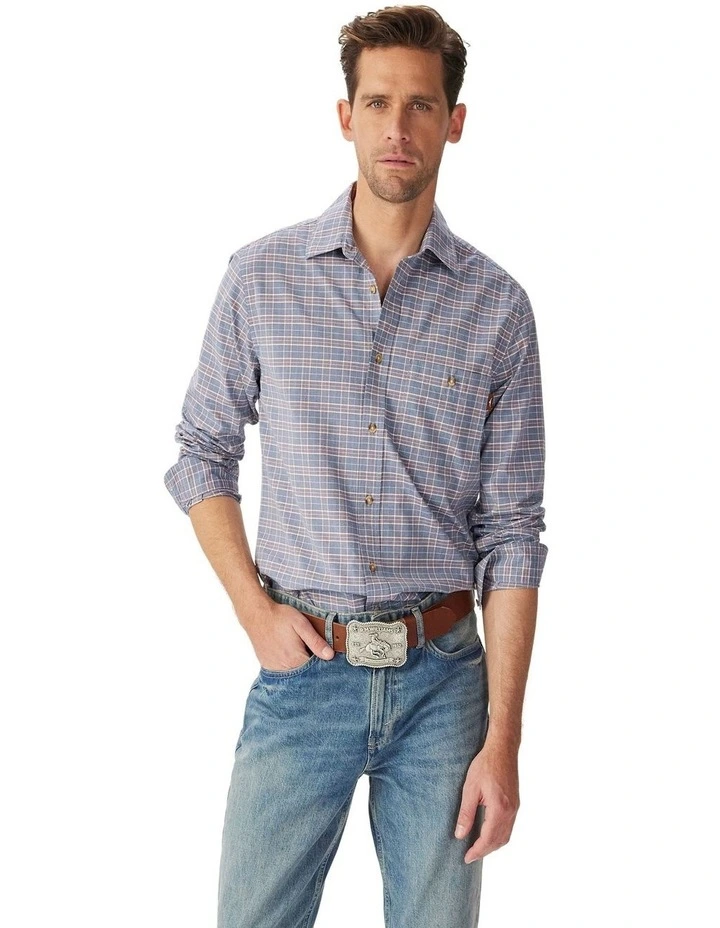 Toukley Regular Poplin Long Sleeve Shirt Blue White Red image 1
