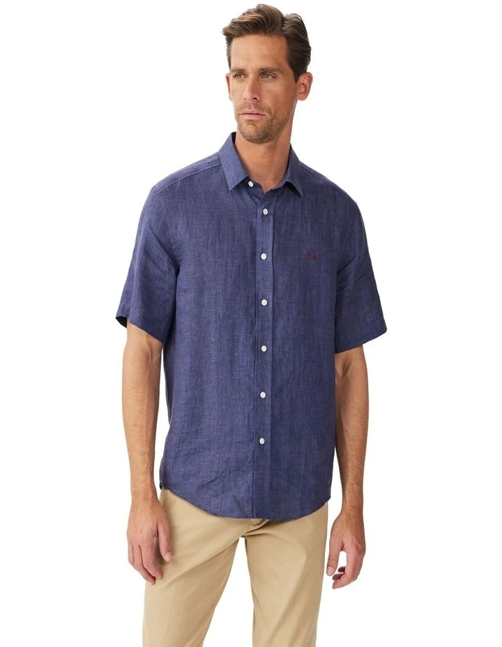 Newman Linen Short Sleeve Shirt Navy image 1