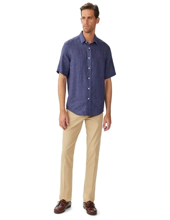 Newman Linen Short Sleeve Shirt Navy image 3