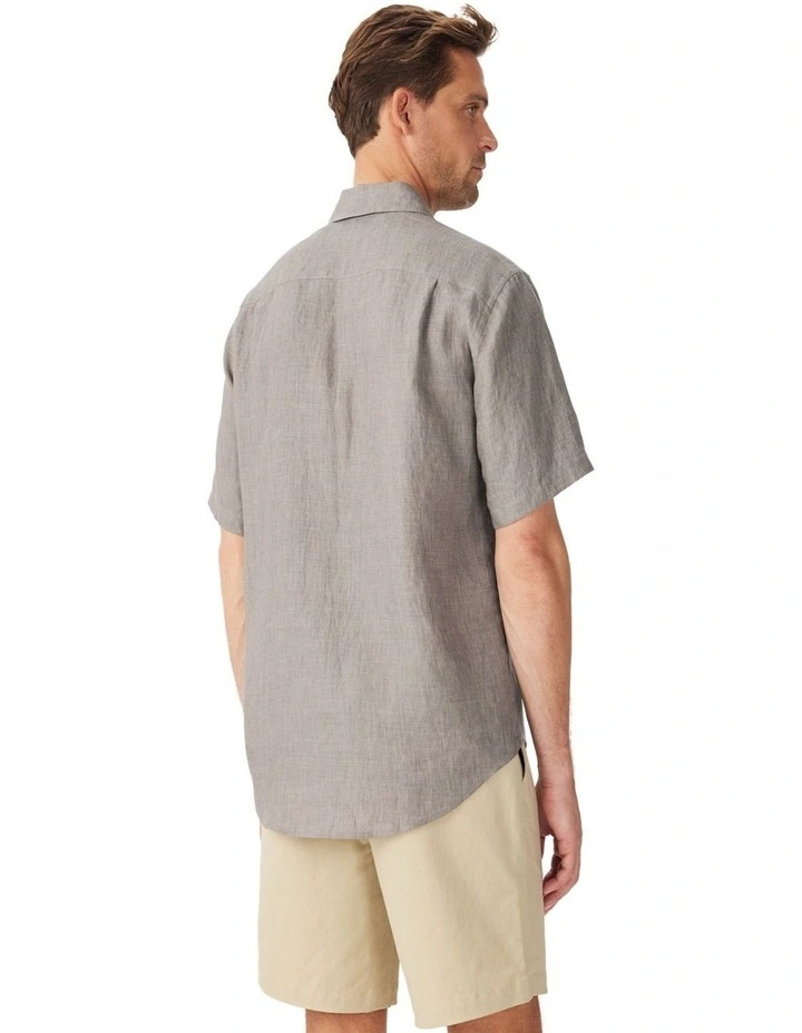 Newman Linen Short Sleeve Shirt Dark Olive/Olive image 2