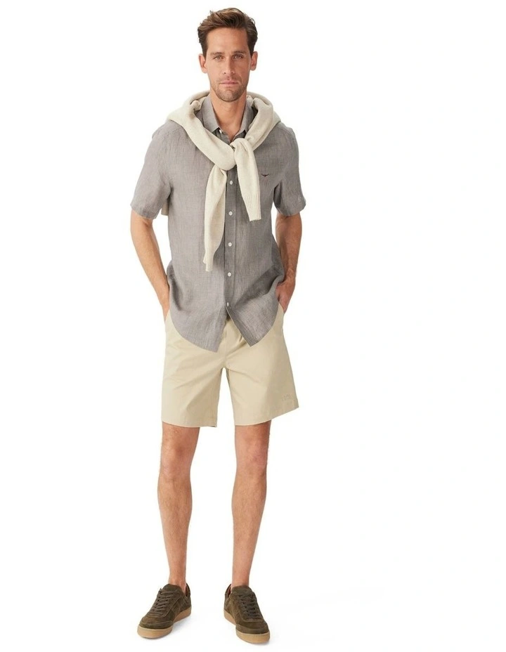 Newman Linen Short Sleeve Shirt Dark Olive/Olive image 3