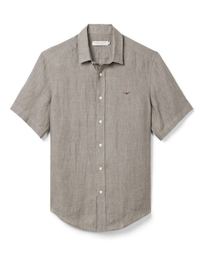 Newman Linen Short Sleeve Shirt Dark Olive/Olive image 4