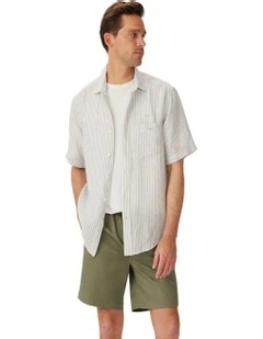 Charles Linen Short Sleeve Shirt in White