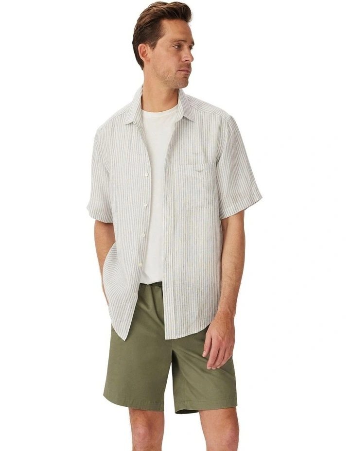 Charles Linen Short Sleeve Shirt in White image 1