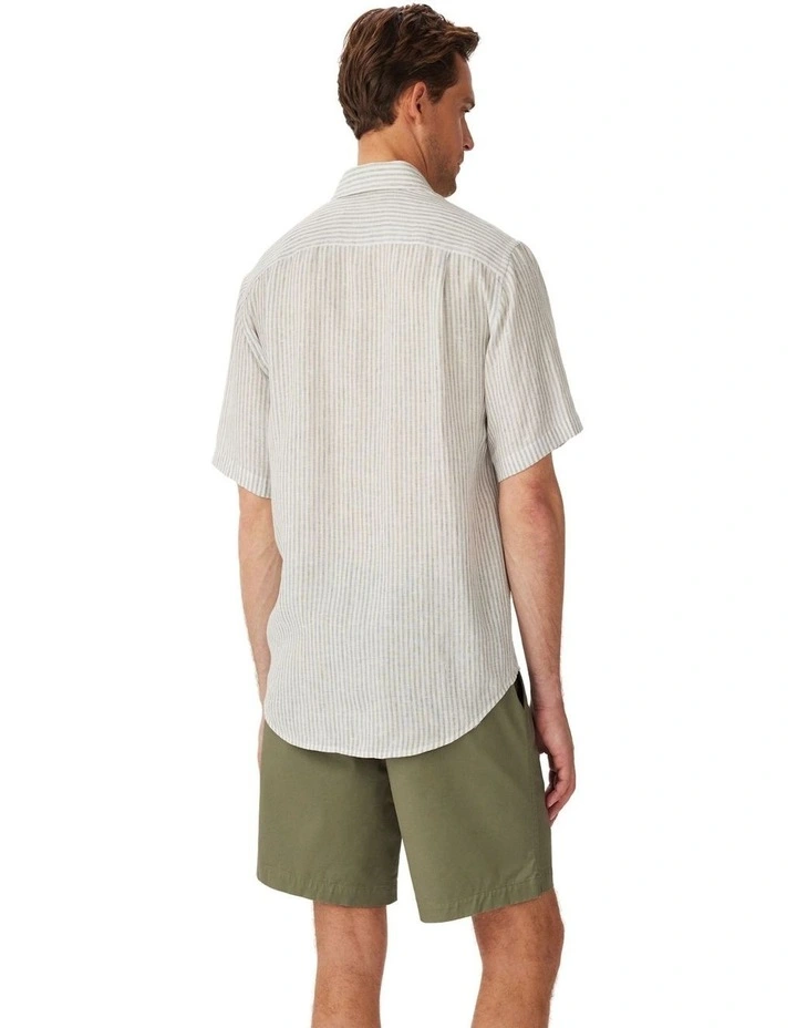 Charles Linen Short Sleeve Shirt in White image 2