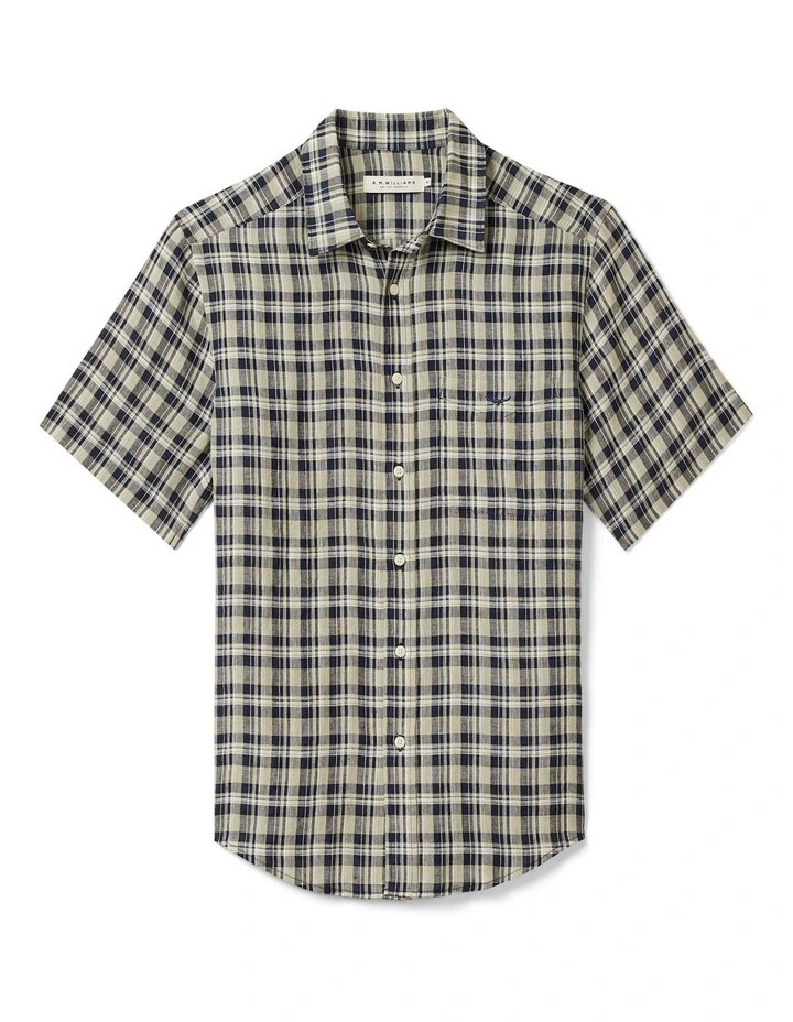 Toby Linen Short Sleeve Shirt in Navy image 4