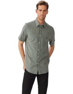 Parkes Short Sleeve Shirt in Sage Navy