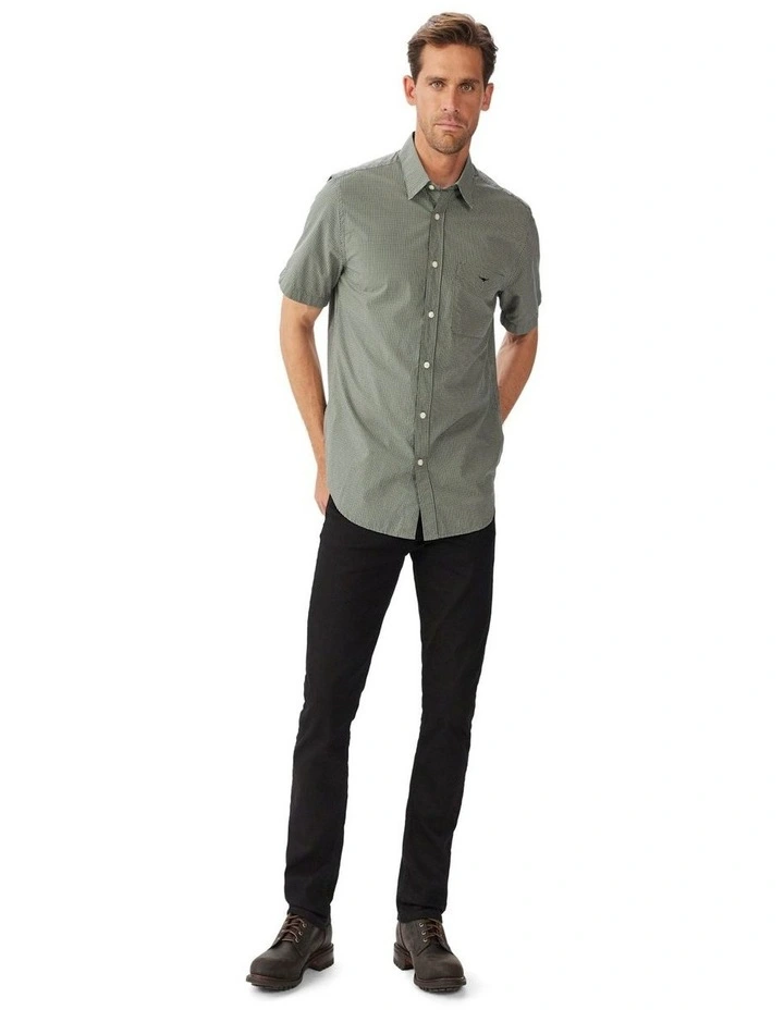 Parkes Short Sleeve Shirt in Sage Navy image 3