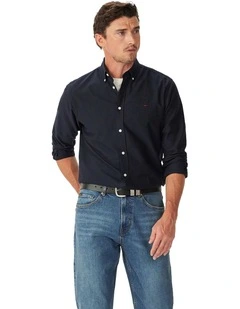 Clapton Oxford Long Sleeve Shirt in Navy