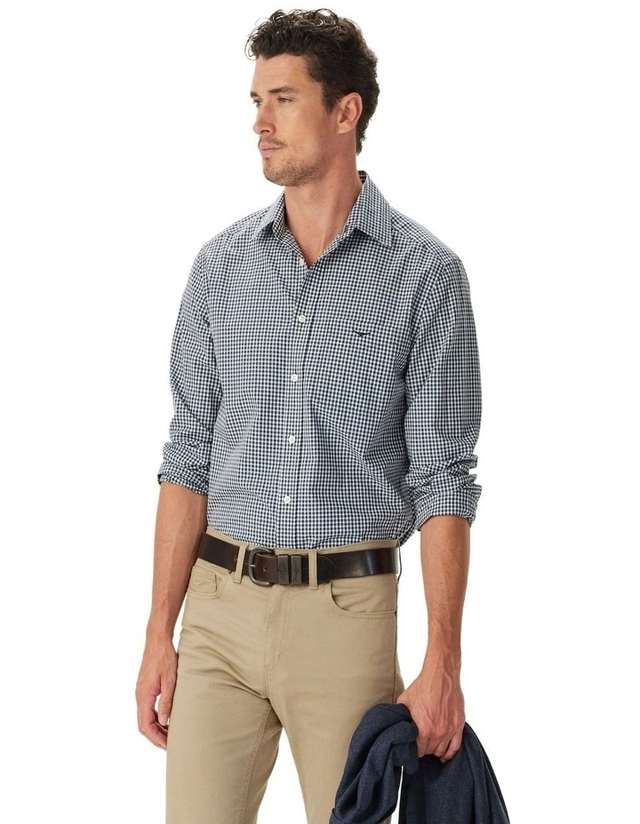 Mogo Poplin Check Long Sleeve Shirt Navy Char image 1