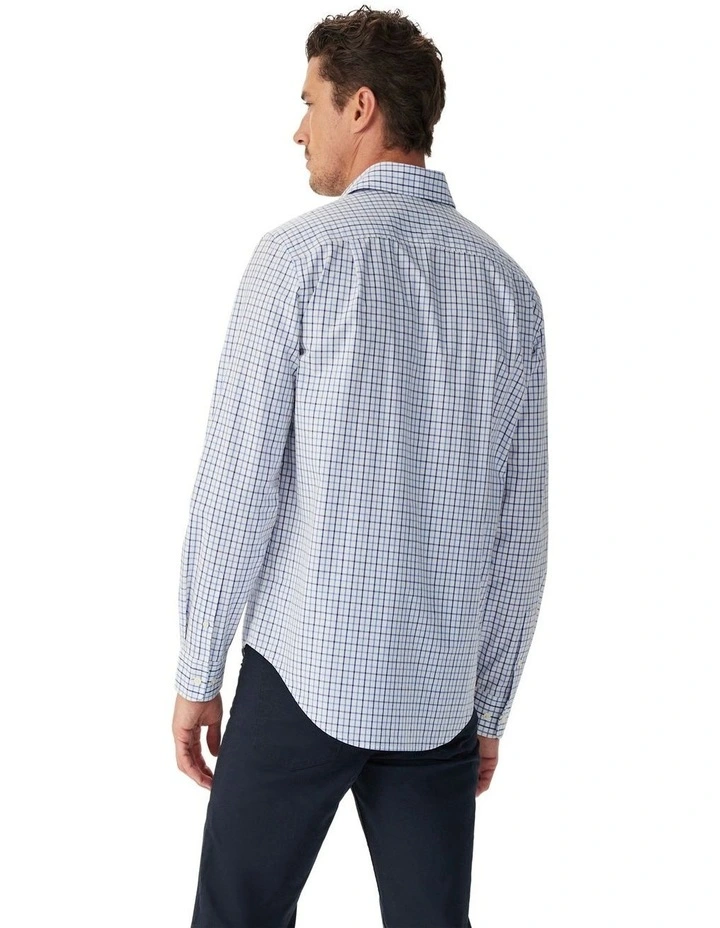 Newland Poplin Check Long Sleeve Shirt in Navy image 2