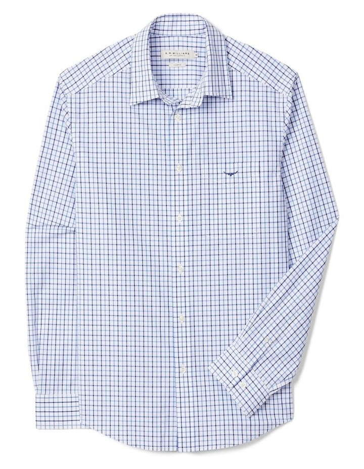 Newland Poplin Check Long Sleeve Shirt in Navy image 5