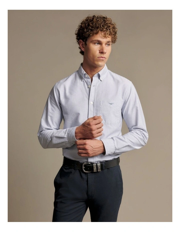Stanley Regular Oxford Long Sleeve Shirt Navy White image 1