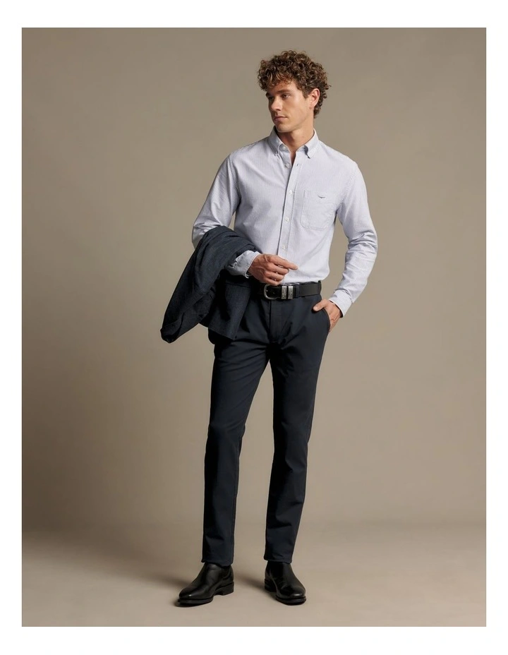 Stanley Regular Oxford Long Sleeve Shirt Navy White image 3