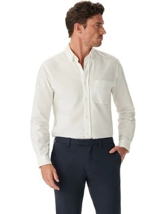 Collins Oxford Long Sleeve Shirt in White