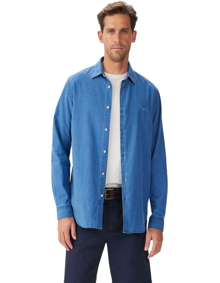 Arno Regular Long Sleeve Shirt in Indigo image 1