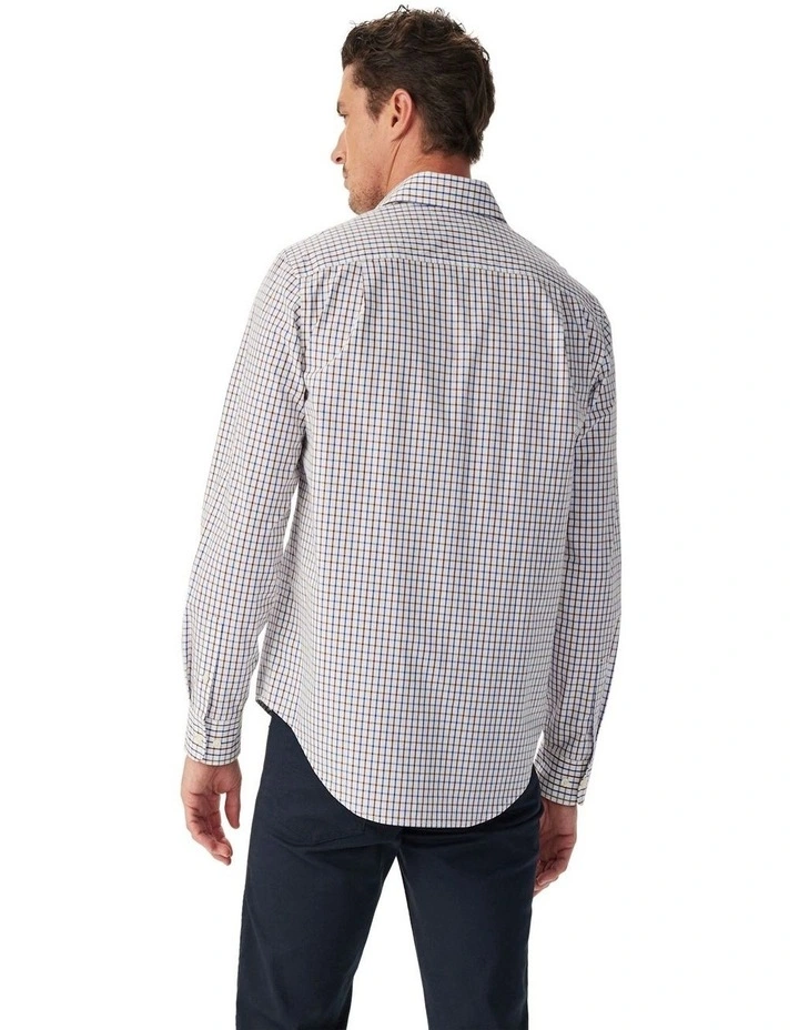 Newland Poplin Check Shirt in Navy/Burgundy/White image 2
