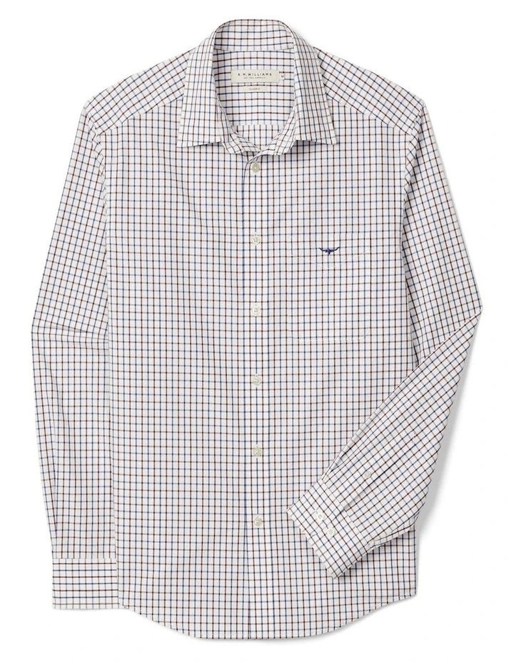 Newland Poplin Check Shirt in Navy/Burgundy/White image 4