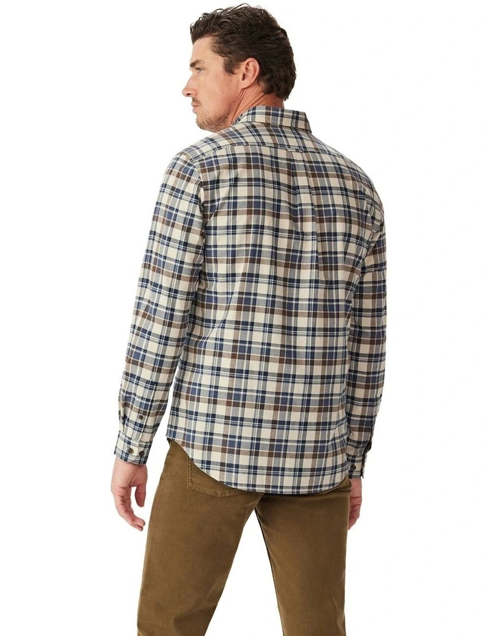 Orion Brushed Check Shirt in Parchment image 2