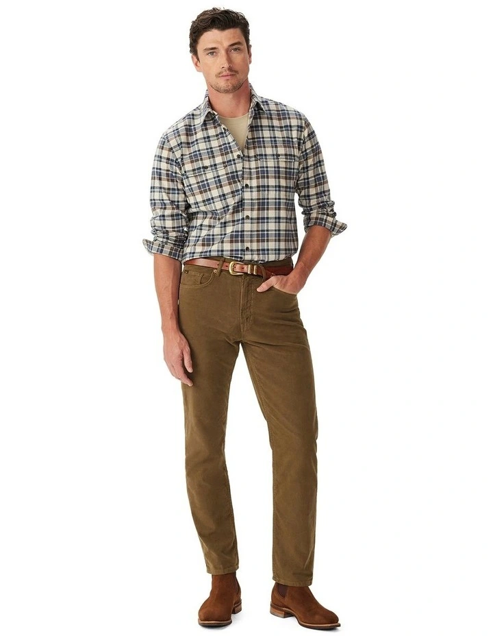 Orion Brushed Check Shirt in Parchment image 3