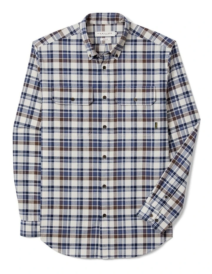 Orion Brushed Check Shirt in Parchment image 4