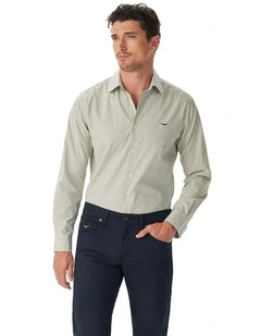 Sommers Poplin Stripe Shirt in White Green