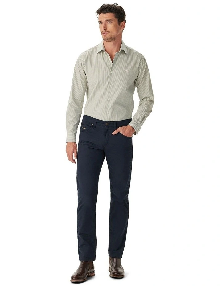 Sommers Poplin Stripe Shirt in White Green image 3