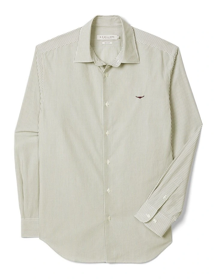 Sommers Poplin Stripe Shirt in White Green image 4