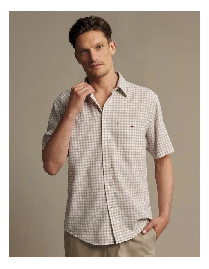 Johnson Check Short Sleeve Shirt Tan image 3