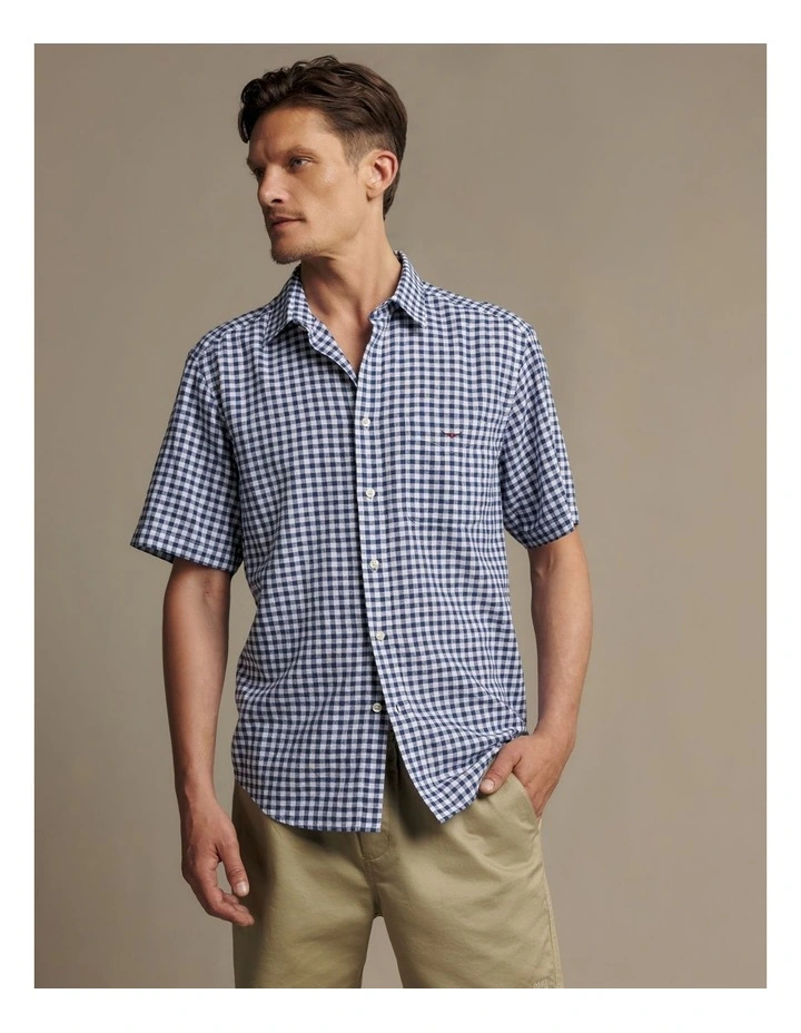 Johnson Check Short Sleeve Shirt in Navy image 3
